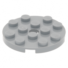 LEGO lapos elem kerek lyukkal középen 4x4, világosszürke (60474)